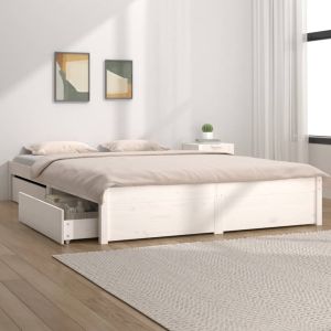 Cama 200x200 cm con cajones blanco