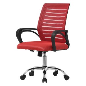 Silla de oficina ergonomica roja regulable con reposacabezas