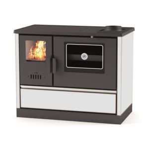 Cocina de leña con horno versi sannover 8 kw blanca