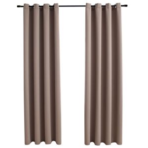 vidaXL cortinas opacas con anillas de metal 2 pzs gris topo 140x225 cm