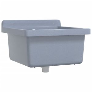 vidaXL fregadero lavabo de pared resina gris 40x40x24 cm