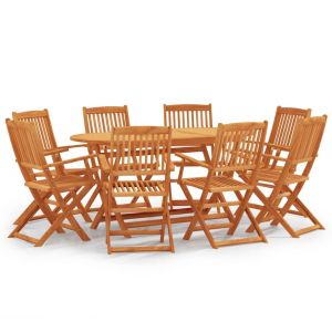 vidaXL set de comedor de jardín plegable 9 pzas madera eucalipto