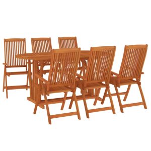 vidaXL juego de comedor para jardín 7 pzas madera maciza de eucalipto