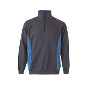 Sudadera bicolor cremallera m gris/celeste