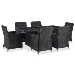 vidaXL set de comedor de jardín 7 piezas ratán sintético negro