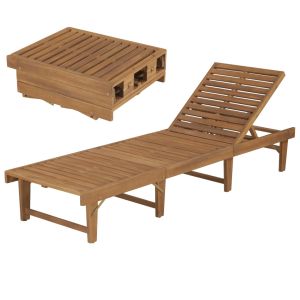 vidaXL tumbona plegable de madera maciza de acacia