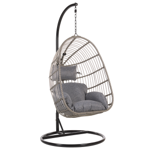 Silla coLGante de ratán gris con soporte casoli