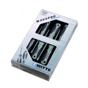 Witte-670001-juego de 5 destornilladores maxxpro inoxidable puntas planas