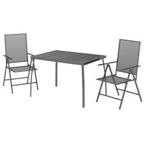 vidaXL juego de comedor de jardín 3 piezas acero gris antracita