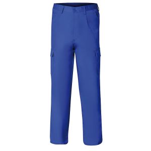 Pantalon de trabajo largo, color azul, multibolsillos, resistente, talla 46