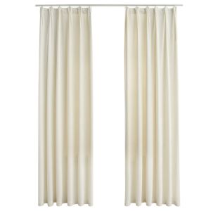 vidaXL cortinas opacas con ganchos 2 pzas terciopelo crema 140x175 cm