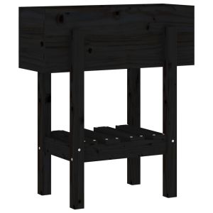 vidaXL jardinera madera maciza de pino negro 62x30x69 cm