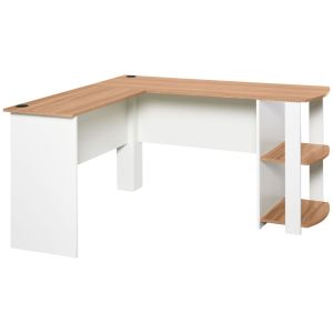 Mesa de ordenador aglomerado de madera bicolor 136x130x72 cm homcom