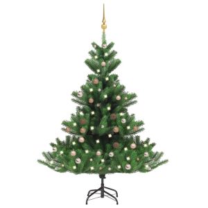 vidaXL árbol de navidad abeto nordmann con LEDs y bolas verde 150 cm