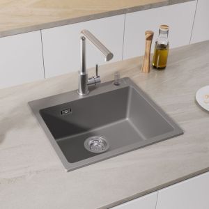 Cecipa fregadero de granito 50*45cm fregadero de cocina gris + grifo de coc