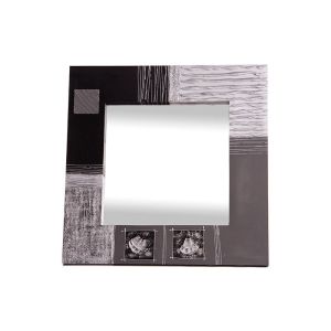 Espejo artesanal maderasplata negro acrílico80x80