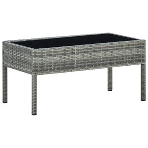 vidaXL mesa de jardín ratán sintético gris 75x40x37 cm