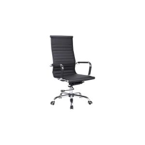 Silla de oficina ergonómica y ajustable en elegante acabado negro.