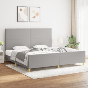 Cama 200x200 cm con cabecero de tela gris claro