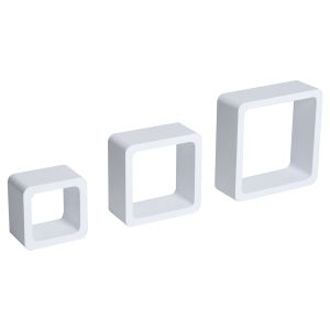 Juego de 3 cubos estantes de pared madera,madera color blanco 25x25x9cm