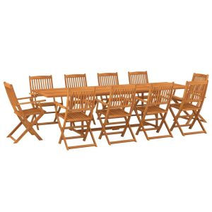 vidaXL set de comedor para jardín 11 piezas madera maciza de acacia