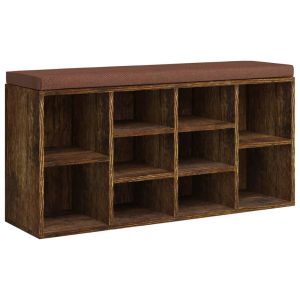 vidaXL banco zapatero madera contrachapada roble ahumado 103x30x48 cm