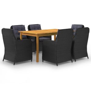 vidaXL juego de comedor para jardín de 7 piezas negro