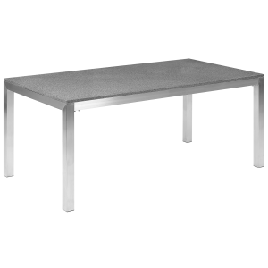 Mesa de comedor de metal/granito gris oscuro/plateado 180 x 90 cm grosseto