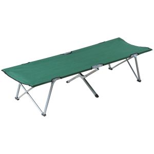 Cama de camping metal, tela oxford color verde 193x64x40 cm Outsunny