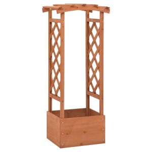 vidaXL jardinera enrejada con arco madera de abeto 49x39x117 cm