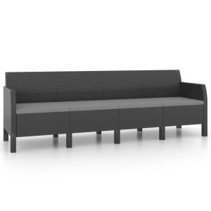 vidaXL sofá de jardín de 4 plazas con cojines pp ratán gris antracita