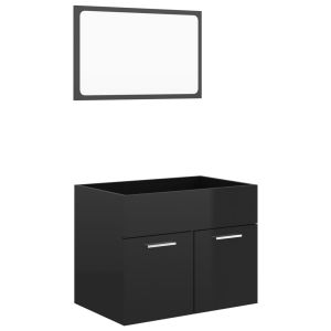 vidaXL set muebles de baño 2 piezas madera de ingeniería negro brillo