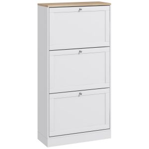 Mueble zapatero melamina de madera color blanco 60x23.5x115 cm Homcom