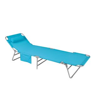 Tumbona inclinable de acero plegable con almohada azul ogs35-b sobuy