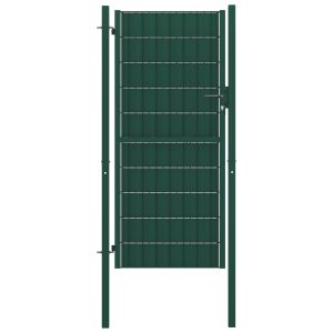 vidaXL puerta de valla de PVC y acero verde 100x124 cm