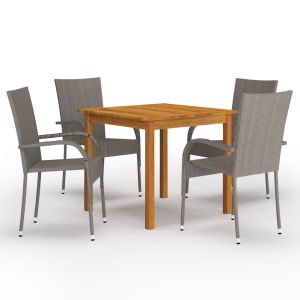 vidaXL juego de comedor para jardín 5 piezas gris