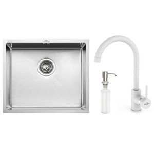 Auralum fregadero de 1 lavabo 50x43x19cm fregadero bajo encimera de acero i