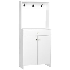 Mueble zapatero melamina de madera color blanco 80x32x180 cm homcom