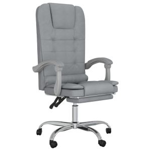 vidaXL silla de oficina reclinable con masaje de tela gris claro