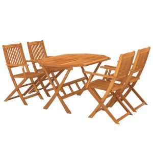 vidaXL juego de comedor de jardín 5 piezas madera maciza de acacia