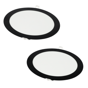 Pack x2 downlight LED 18w blanco frío 6000k redondo empotrar marco negro