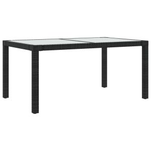 vidaXL mesa jardín vidrio templado ratán sintético 150x90x75 cm negro