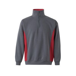 Sudadera bicolor cremallera 3xl gris/rojo