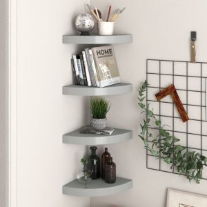 Estantes flotantes de pared 4 uds mdf gris 25x25x3,8 cm es5445