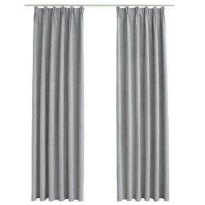 vidaXL cortinas opacas con ganchos 2 piezas gris 140x225 cm