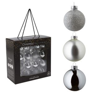 Set de esferas de árbol de navidad, 34 piezas punica  gris 13x28x26 cm