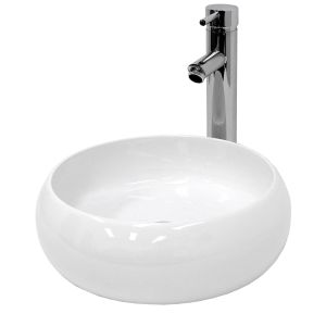 Lavabo cerámico redondo 350 x 350 x 120 mm blanco