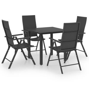 vidaXL juego de comedor para jardín 5 piezas negro