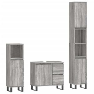 vidaXL set de muebles de baño 3 pzas madera contrachapada gris sonoma