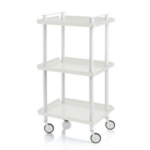 Carrito auxiliar leky, armazón blanco, 3 estantes. Práctico y decorativo